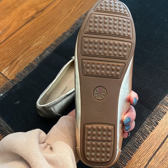 Isaac Mizrahi Live Gold metallic Lame' Tassel leather Loafers 9W new preppy - Picture 7 of 8